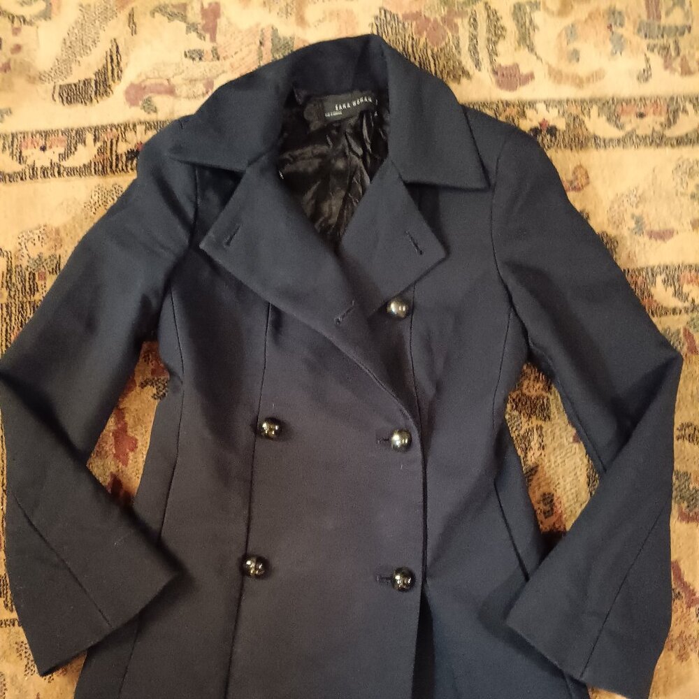 ZARA WOMAN Wool Double Breasted Thigh Length Peacoat XS - Picture 8 of 16